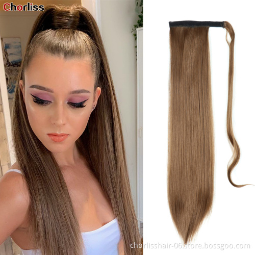 Wholesale Ombre Color 22 Inch Chorliss For Women Silky Long Straight Wrap Around Strappy Ponytail Hair Synthetic Hair Ponytails